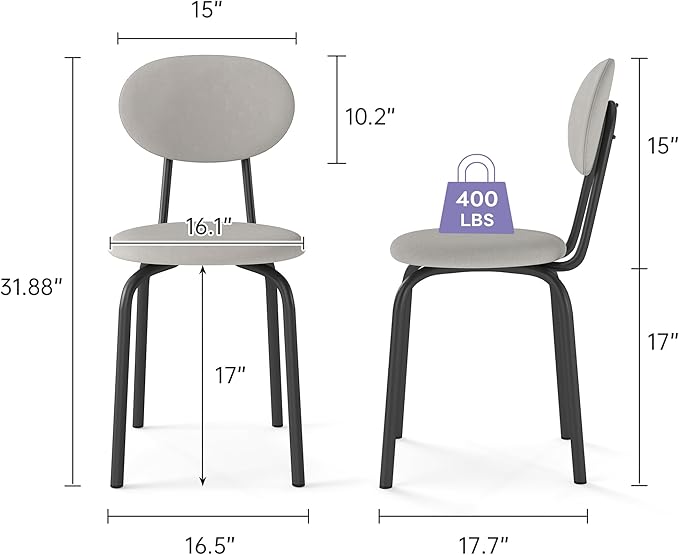 Stackable Dining Chairs Set of 4, Stackable Waiting Room Chairs, Stacking Kitchen Chairs with Upholstered Back and Seat with Dense Foam Cushions, Steel Frame with 400 Lb. Capacity, Beige