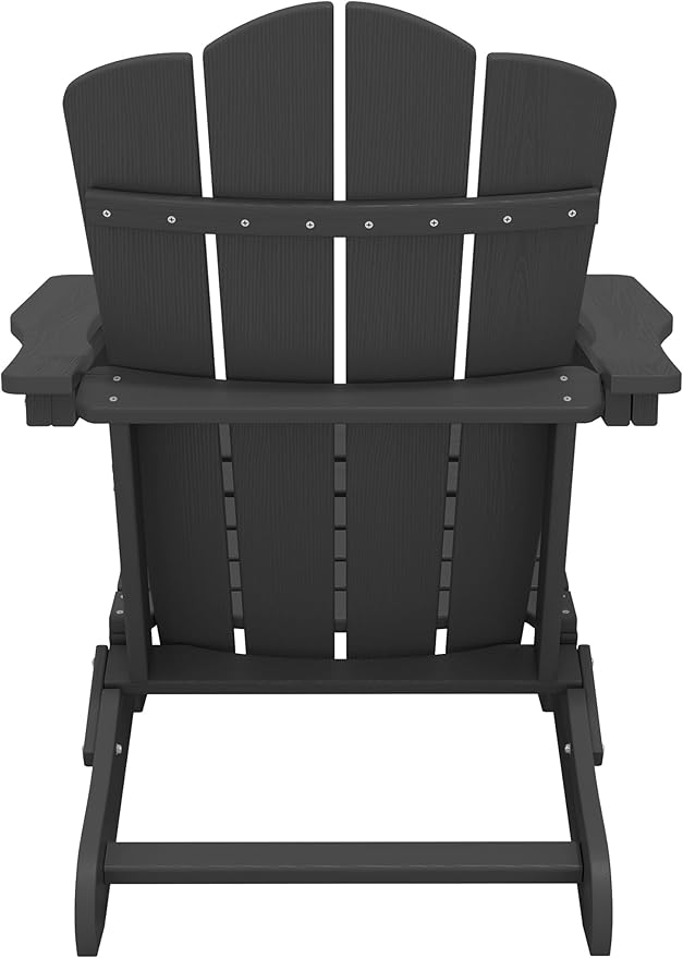 KINGYES Folding Adirondack Chair Set of 2, HDPE All-Weather Folding Adirondack Chair, Grey