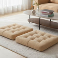 Velvet Floor Pillow Set of 2, Square Large Pillows seating for Adults, Beige Tufted Cushions for Meditation, Yoga, Tatami, Living Room, Chair, Machine-Washable & Dryer-Safe, Beige, 22x22 Inch