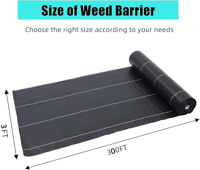 ExploreHorizon 3ft x 300ft Premium Weed Barrier Landscape Fabric, 3.24 oz Heavy Duty, Weed Control Fabric, High Permeability, Good for Flower Bed, Driveway Fabric and Ground Cover