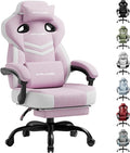 GTPLAYER Gaming Chair, Computer Chair with Footrest and Lumbar Support for Adults, 360°-Swivel Big & Tall Reclining Seat for Office or Gaming, Valentines Day Gift (Pink)