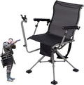 GYMAX Hunting Chair with Gun Rest, 360° Swivel Hunting Blind Chair w/Adjustable Height & Armrest, All-Terrain Duck Feet, Shoulder Strap, 330 LBS Folding Outdoor Ground Blind Seat
