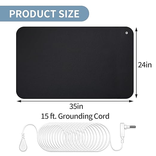BESTING Grounding Mat for Feet, Waterproof & Stain-Resistant, Stress Relief & Wellness Earthing Mat for Better Sleep, Yoga, Office, Living Room (24'' x 16'')
