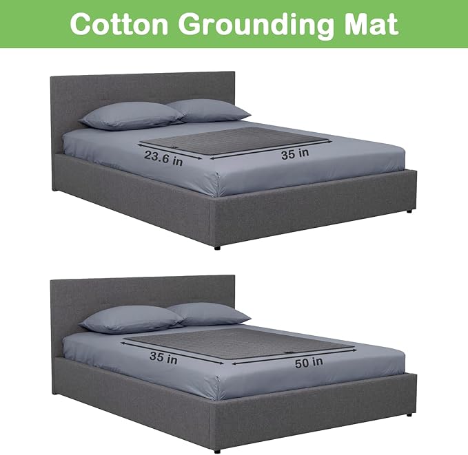 Grounding Mat, 24x35 Inch, Cotton Grounding Pad with Silver Fiber, Grounding Mat for Feet, Improves Sleep Wellness, Gray