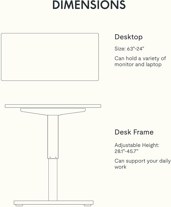 FLEXISPOT Solid Rubberwood Electric Standing Desk with Elegant Oval Legs, 63"x24" Height Adjustable Desk for Home Office & Living Spaces (White Frame)