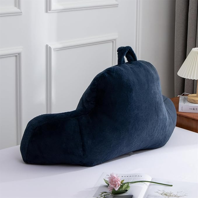 Aimuan Reading Pillow Bed Rest Wedge Large Adult Backrest Pillow with Arms Back Support for Sitting Up in Bed Cushion Incline Rest Sleeping Snoring Pillow, Dark Blue Large