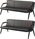 wonline Waiting Room Bench, Office Furniture Reception Chairs with Arms, Office Guest Chairs Set of 2, Leather Chairs is Suitable for Clinic,Airport,Hospital,Barber,Salon,Bank-3 Seat(Blank,2pcs)