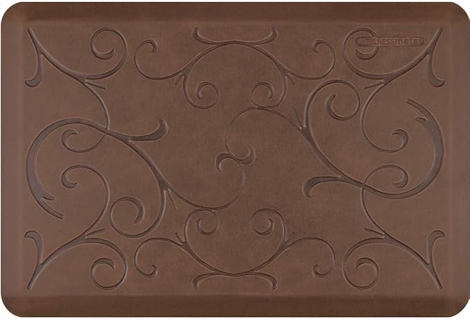 WellnessMats Anti-Fatigue Bella Motif Mat, 36 Inch by 24 Inch, Antique Light
