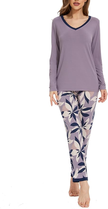 GYS Viscose from Bamboo Women's Pajama Sets Super Soft Long Sleeve Sleepwear Comfy Winter Pjs Sets S-4X
