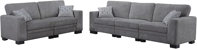 Legend Vansen Oversized Modular Sectional Sofa,5 Seat U Shaped Couch with Ottoman,Corduroy Sofa with Deep Seat,Convertible Large Sectional Couches for Living Room (Grey, 2+3)