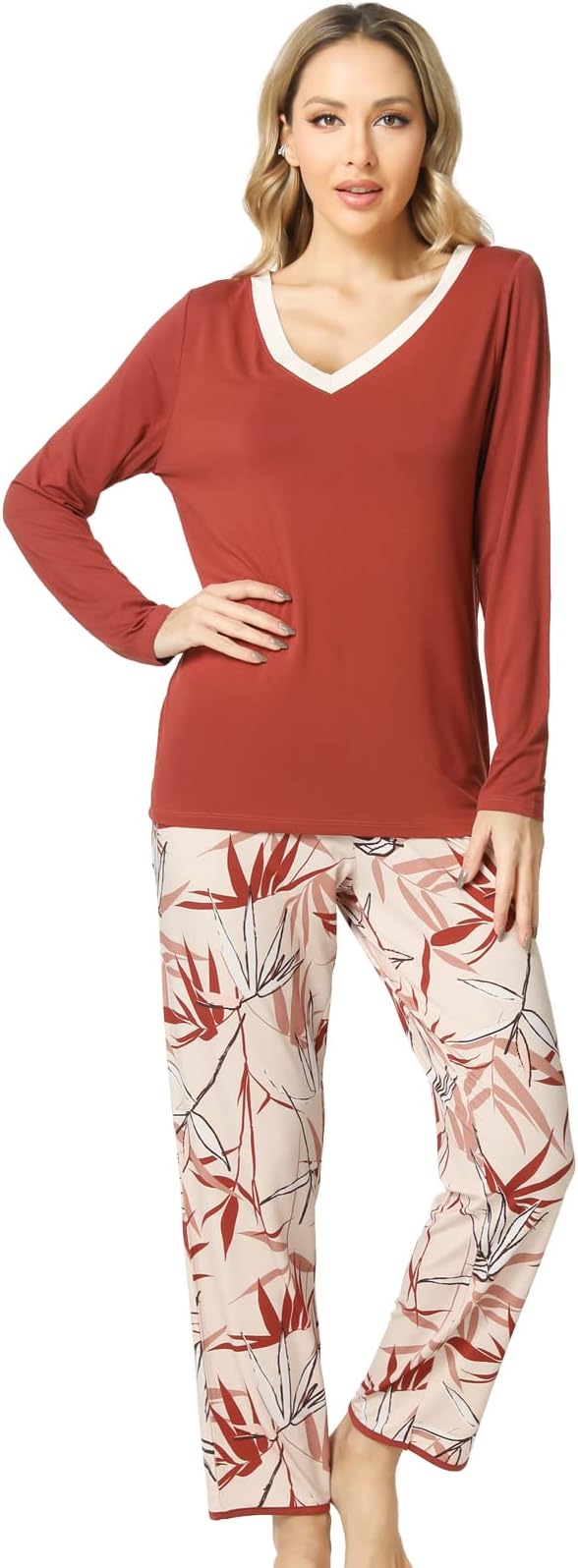 GYS Viscose from Bamboo Women's Pajama Sets Super Soft Long Sleeve Sleepwear Comfy Winter Pjs Sets S-4X