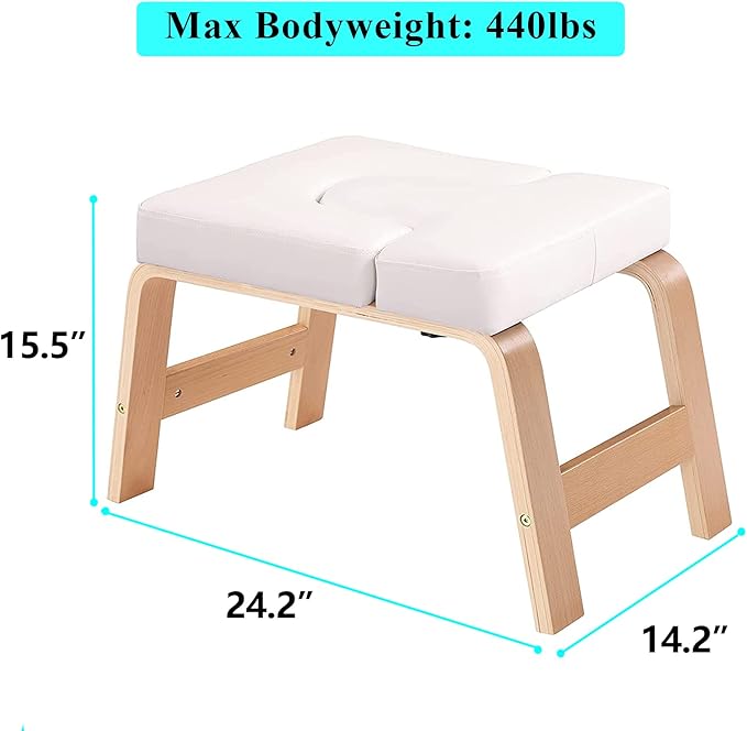 C-CHAIN Balanced Yoga Headstand Bench - Ideal for Workout, Fitness and Gym, for Both Beginner and Experience Yogis - Wood and PU Pads - Relieve Fatigue and Build Up Body