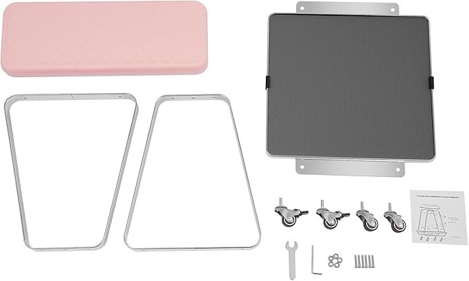 Pedicure Foot Rest, Portable Nail Salon Footrest with Organizer Tray, 110LBS Load Capacity, Lockable Casters for Beauty Nail Salon, Spa, Home, Clinic (Pink)