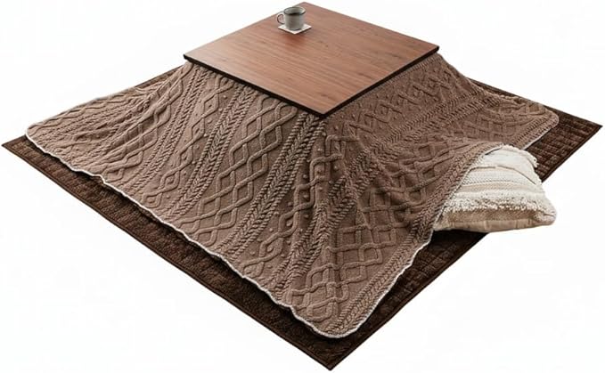 パレットライフ Palette Life Kotatsu Futon, 3D Pattern Jacquard Boa, 72.8 x 72.8 inches (185 x 185 cm), Square, Brown