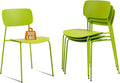 Sidanli Stackable Chairs Set of 4, Metal Dining Chairs with Plastic Seat, Capacity 300lbs, Stacking Chairs for Waiting Break Room Kitchen Party, Green