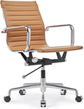 LUXMOD Mid Back Office Chair with Arms and Lumbar Support, Ergonomic Swivel Desk Chair for Receptionist, Executive, Home Office Use – Terracotta