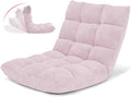 GOFLAME 14-Position Folding Floor Chair, Padded Gaming Lazy Sofa Chair with Adjustable Backrest, Couch Recliner, Sleeper Bed Lounge Chair for Reading, Gaming, Meditating (Light Pink)