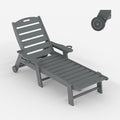 GarveeLife Outdoor HDPE Chaise Lounge with Rolling Wheels, Oversize HDPE 5-Position Pool Lounge Chairs, Pool Lounges Chairs