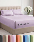 Extra Deep Pocket King Sheets - 4 Piece Breathable & Cooling Bed Sheets - Hotel Luxury Sheet Set - Soft, Wrinkle Free & Comfy - Easily Fits Extra Deep Mattresses - Deep Pocket Light Lavender Sheets
