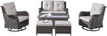 Rilyson Wicker Patio Furniture Set - 6 Piece Rattan Outdoor Sectional Conversation Sets with 2 Swivel Rocking Chairs,2 Ottomans,1 Loveseat and 1 Coffee Table for Porch Deck Garden(Brown/Beige)