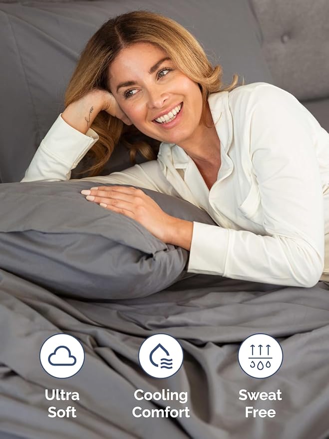 Extra Deep Pocket Split King Sheets - 5 Piece Breathable & Cooling Bed Sheets - Hotel Luxury Bed Sheet Set - Soft, Wrinkle Free & Comfy - Easily Fits Extra Deep Mattresses - Dark Grey Sheets Set