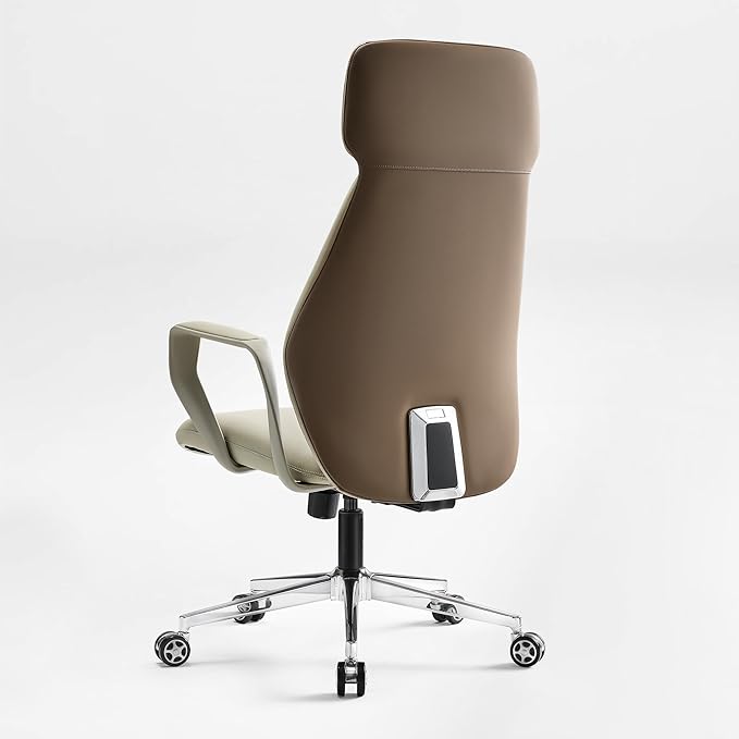 EUREKA ERGONOMIC Aric Executive Office Chair, High Back Computer Desk Chair with Lumbar Support, Premium PU Leather, Ergonomic Armrests, Height Adjustable Swivel Base (Beige)