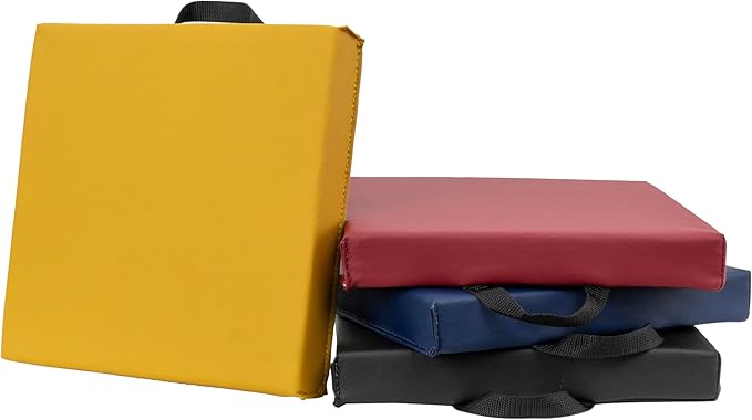 FDP SoftScape 12 inch Square Toddler Floor Cushions with Handles; Flexible Seating for Daycare, Preschool, Playroom; 1.5 inch Deluxe Foam (4-Piece) - Volcano