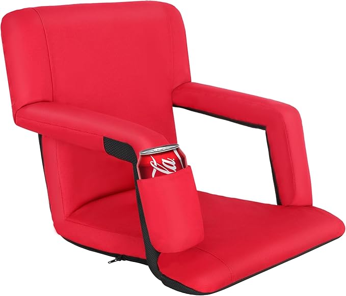 Smartxchoices 20.5"/24.5" Wide Stadium Seat Chair Bleacher Seats Padded with Back Support, Cushion, Arms, Pockets, Anchor Straps, Portable Folding Seat with Shoulder Straps