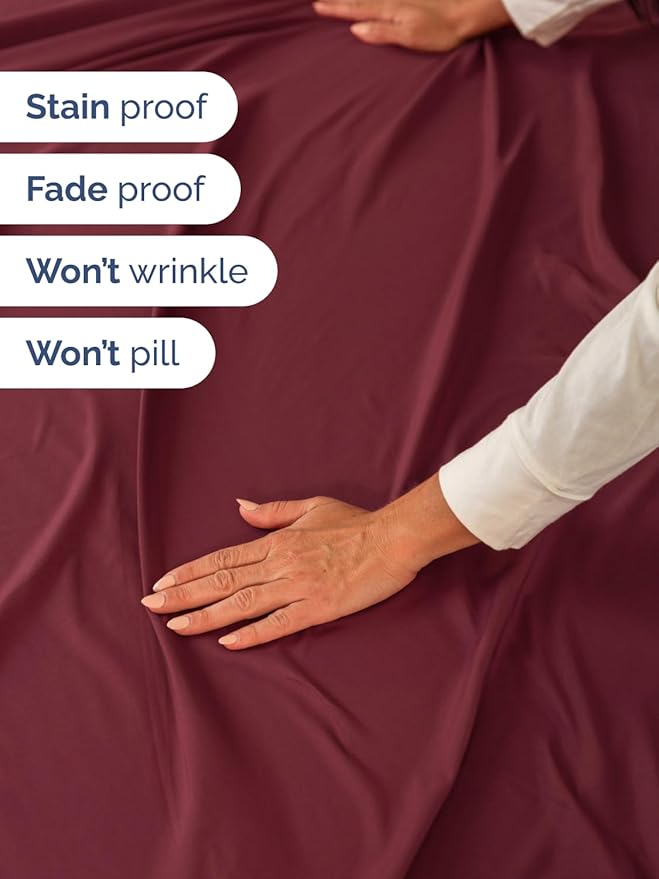Extra Deep Pocket Queen Sheet Set - 4 Piece Breathable & Cooling Bed Sheets - Hotel Luxury Sheet Set - Soft, Wrinkle Free and Comfy - Easily Fits Extra Deep Mattresses - Deep Pocket Burgundy Sheets