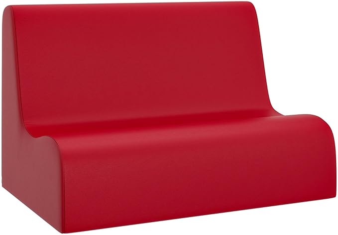 Children's Factory Small Contour Sofa, Mix-and-Match Kids Chairs, Sofas, Corner Ottomans and Cubes, Foam-Filled and Water-Resistant, Flexible Seating for Classroom Elementary, Red Kids Couch