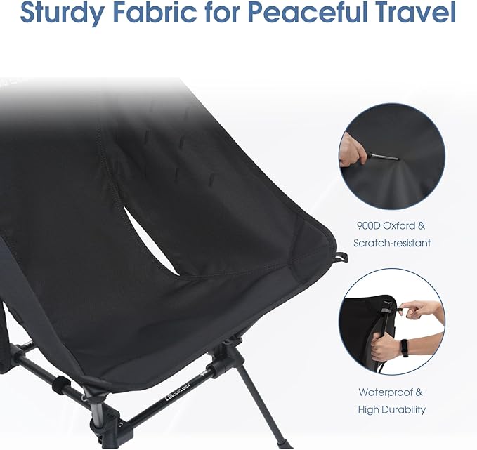 MOON LENCE Portable Camping Chair, Backpacking Chair, Ultralight & Compact, 330 lbs Capacity, for Outdoor Camp, Travel, Beach, Picnic, Hiking (Black)