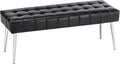 Apicizon 44.5”Bench for Bedroom, Modern Faux Leather End of Bed Bench with Metal Legs, Upholstered Sitting Bench for Front Door Entrance,Bedroom,Dining Room, Entryway，Black