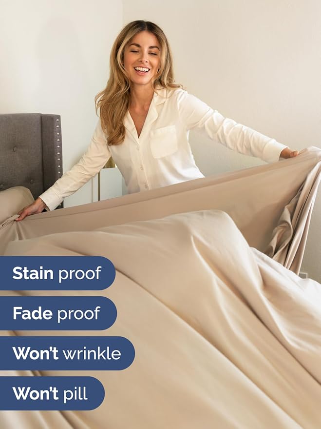 Extra Deep Pocket Twin XL Sheets - 3 Piece Breathable & Cooling Bed Sheets - Hotel Luxury Bed Sheet Set - Soft, Wrinkle Free & Comfy - Easily Fits Extra Deep Mattresses - Deep Pocket Cream Sheets Set