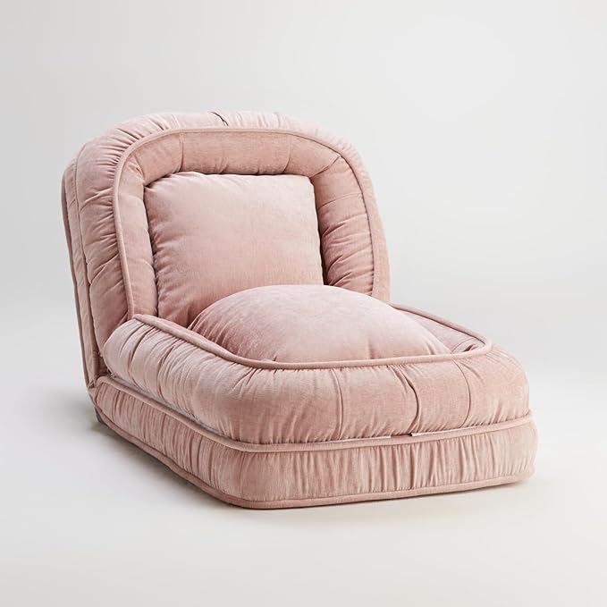 LouannTatami Foldable Lazy Sofa Bed Floor Chair - Adjustable Human Dog Bed for Adults Kids Floor Seats - Cozy Small Couch for Home Living Room(Pink)