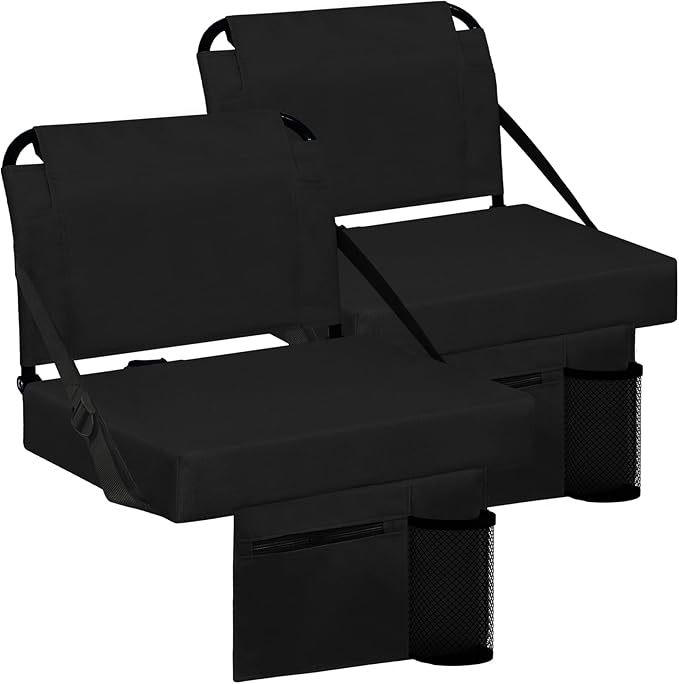 Stadium Seat for Bleachers with Back Support and Wide Padded Cushion Stadium Chair - Includes Shoulder Strap and Cup Holder
