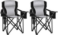 SAILARY Camping Chair Heavy Duty High Back Folding Chair with Cup Holder, 450lbs Capacity, Padded Seat, Cooler Bag & Storage Pocket, Portable for Outdoor, Beach, Fishing, Sports, 2 Pack Black