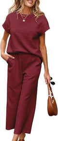 SHEWIN Womens Two Piece Fall Outfits Sweatsuits Casual Pullover Tops and Wide Leg Sweatpant Lounge Sets