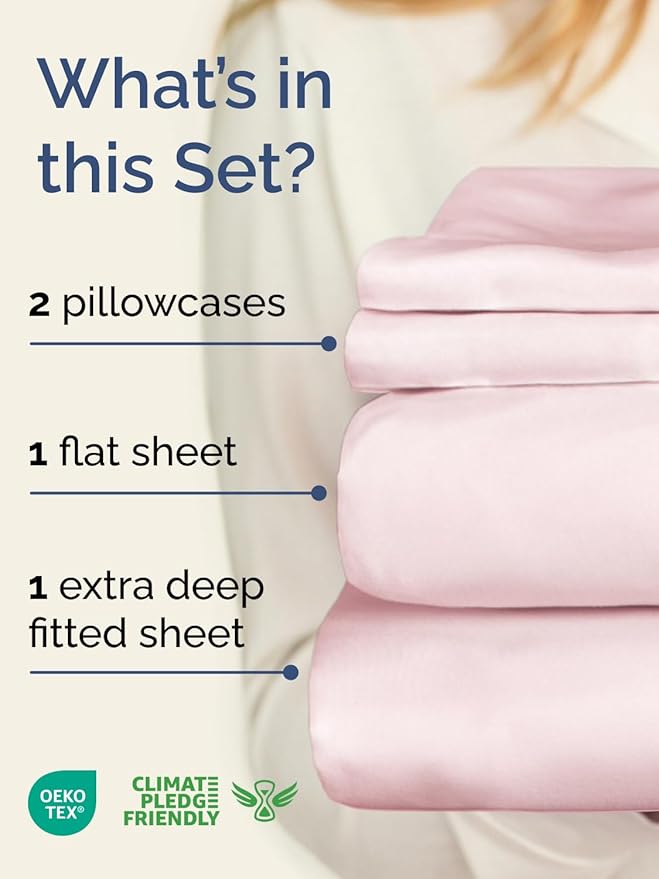 Extra Deep Pocket King Sheets - 4 Piece Breathable & Cooling Bed Sheets - Hotel Luxury Bed Sheet Set - Soft, Wrinkle Free & Comfy - Easily Fits Extra Deep Mattresses - Deep Pocket Lavender Pink Sheets
