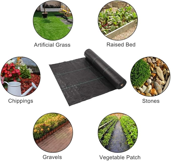 TUFFIOM Weed Barrier 6.5 x 300 FT Garden Landscape Fabric, UV Resistance Ground Cover, 125gsm/3.7OZ Heavy Duty Material for Superior Weed Control, Perfect for Greenhouse, Yard, Flower Bed, Garden