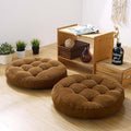 Gfobip Meditation Floor Pillow Set of 2 Large Round Floor Cushions for Adults Tufted Corduroy Floor Seat Pillows Cushion for Living Room,Brown 16.5" Lx16.5 Wx3 H
