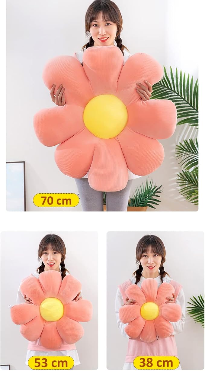Grafingy Flower Pillow, Flower Shaped Throw Pillow Floor Pillow Soft Seating Cushion Room Decor Plush Pillow for Bedroom, Sofa, Bed, Reading (15 inch, Yellow)