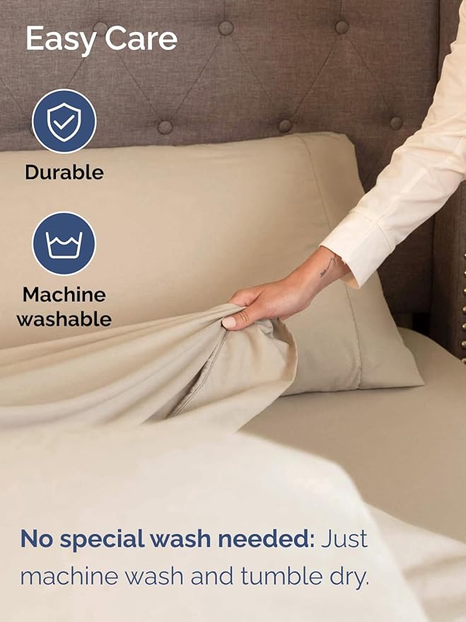 Extra Deep Pocket King Sheets - 4 Piece Breathable & Cooling Bed Sheets - Hotel Luxury Bed Sheet Set - Soft, Wrinkle Free & Comfy - Easily Fits Extra Deep Mattresses - Deep Pocket Cream Sheets Set