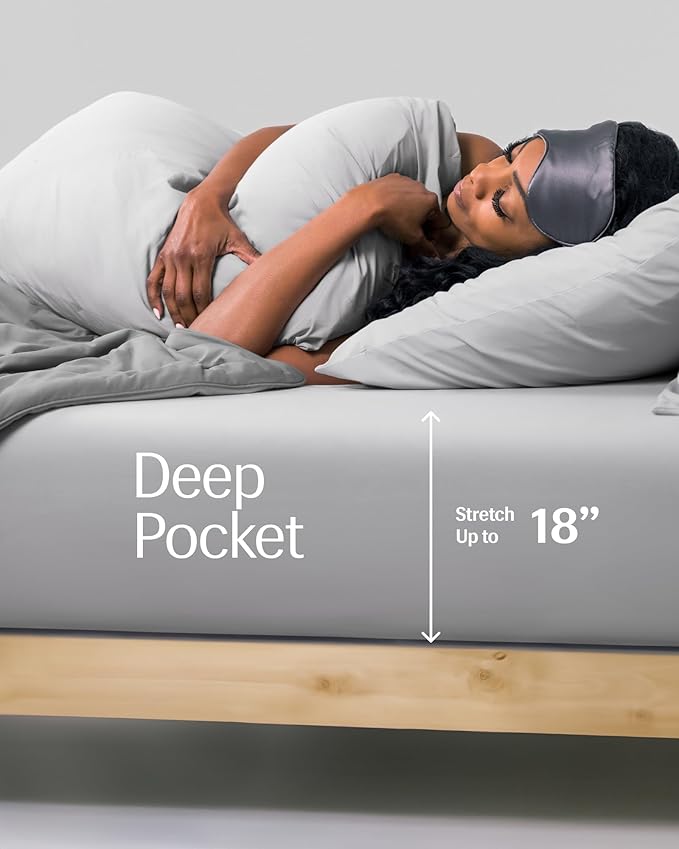 REST® Evercool®+ Fitted Sheet, King Size, Light Gray, 15" Deep (up to 18’’), Breathable Bedding for Hot Sleeper and Night Sweats, Bed Sheet with Ionic+ Self-Cleaning Silver Yarn for Sensitive Skin