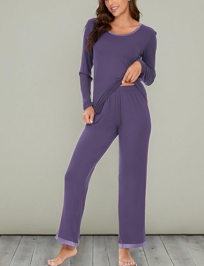 GYS Viscose from Bamboo Women's Pajama Sets Super Soft Long Sleeve Sleepwear Comfy Winter Pjs Sets S-4X