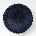 vctops Solid Velvet Seat Cushions Round Floor Pillows Thicken Chair Cushions Pleated Chair Pads Seat Pad Throw Pillows for Bedroom Living Room (Navy,Diameter 15")