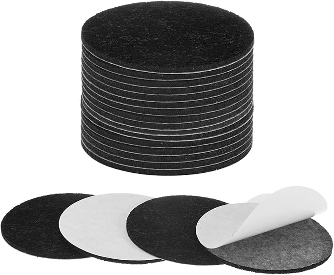 20-Pack Lamp Base Felt, 2.5 Inch Dia. 2mm Thick Self Adhesive Round Fabric Felt Pads for Lamp/Furniture/DIY, Non-Slip Fiber Backed Patch Circles with Adhesive Backing [Black]