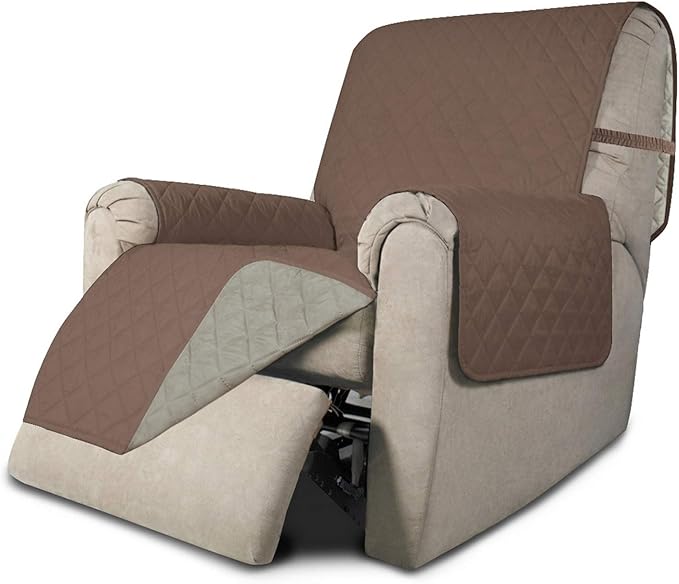 Easy-Going Recliner Sofa Slipcover Reversible Sofa Cover Water Resistant Couch Cover Furniture Protector with Elastic Straps for Pets Kids Children Dog Cat (Recliner, Brown/Beige)