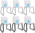 Stackable Waiting Room Chair, Stacking Office Chair with Ergonomic Lumbar Support and Metal Legs, Plastic Desk Chairs for Conference School Church Guest Reception Set of 12, White