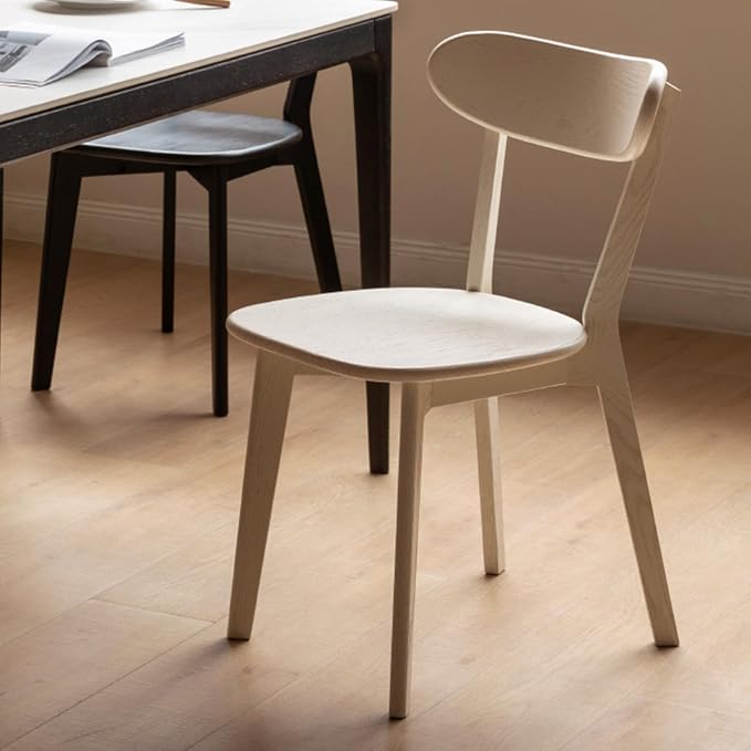 Bamskov 100% Solid Oak Wood Dining Room Chairs - Practical Kitchen Chairs - Wood Chair for Dining Room, Kitchen (1, White)