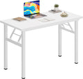 DlandHome Folding Desk Small Desk 31.5 inches Computer Desk for Home Office Folding Table Writing Table for Small Spaces No Assembly Required White & White Frame